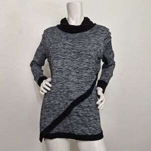 Hail3Y:23 Heather Gray Black Academia Lagenlook Cowl Neck Cozy Sweater Size XL